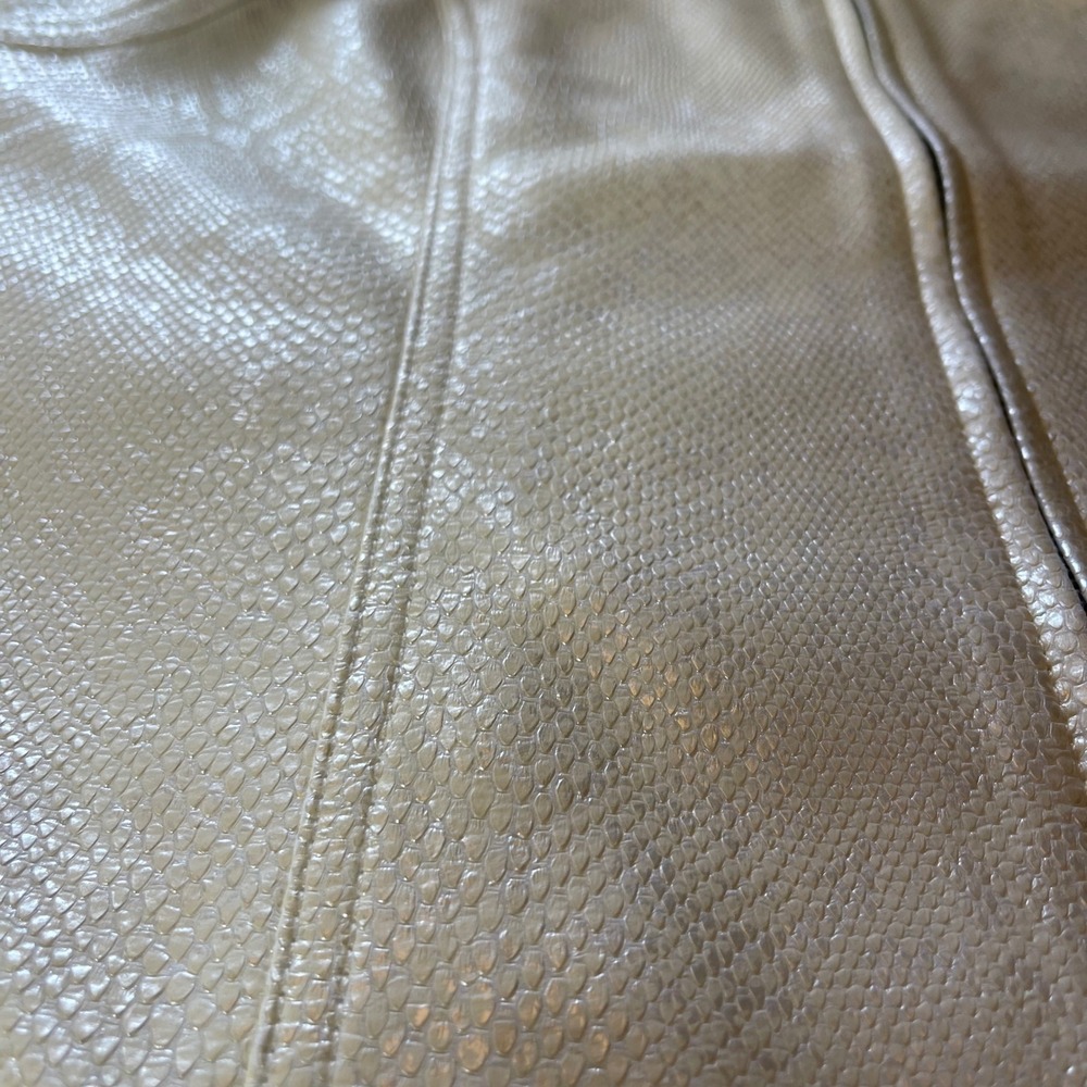 Chico's Cream Snakeskin Faux Leather Metallic Jacket Mock Neck Size 3 XL - Picture 7 of 10